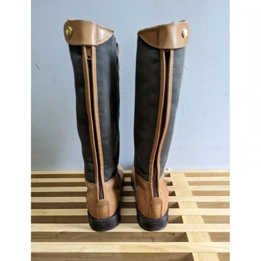 Ralph Lauren Leather Canvas Boots Size 13.5 Girls Tall Riding Equestrian